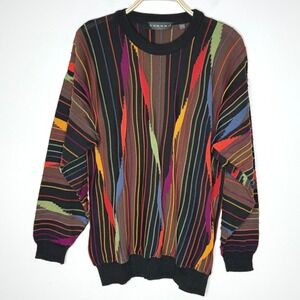 Vintage Tundra Sweater 3D‎ Knit Wear Coogi Style Multi Color 90s Sz Medium